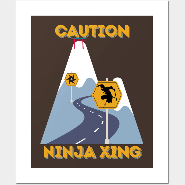 Caution: Ninja Crossing - Funny Ninja Wall Art by SEIKA by FP